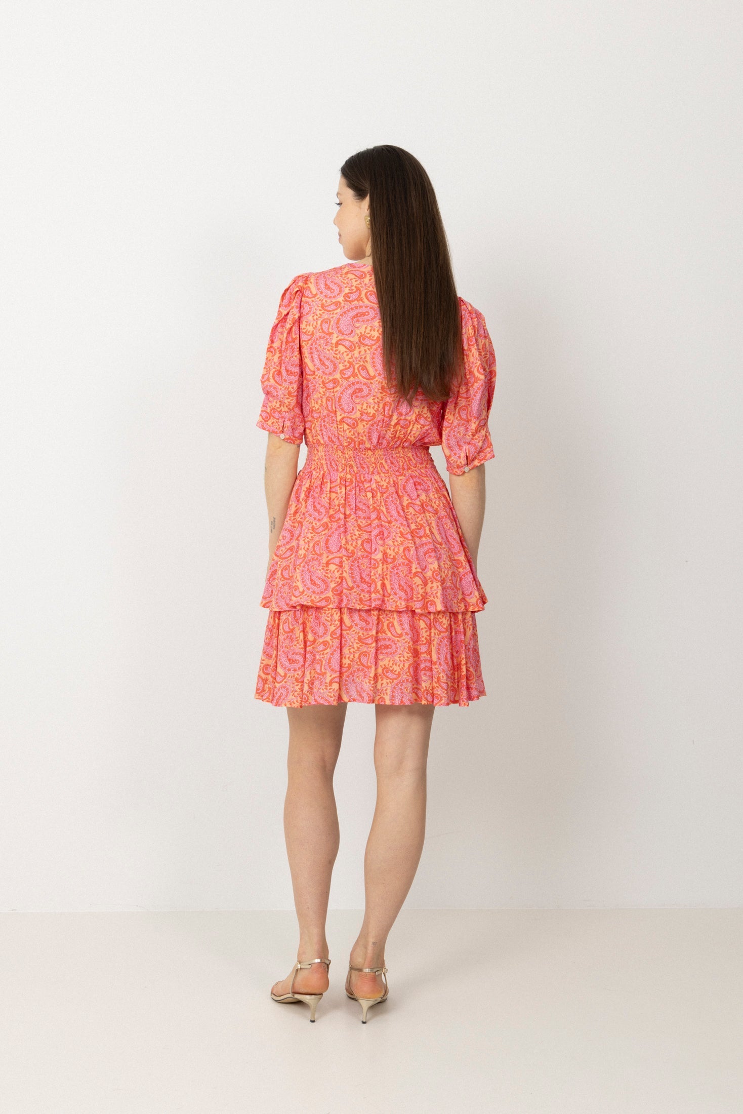 Jade Viscose Dress - Coral