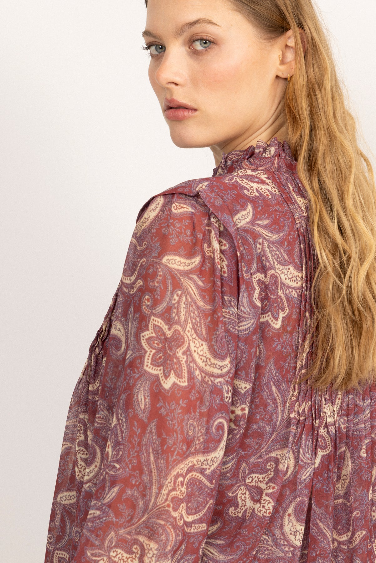 Emma Chiffon B Paisley Blouse - Wine Paisley