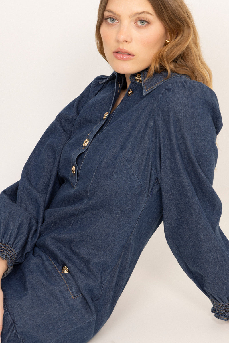 Vinda Denim Dress - Blue