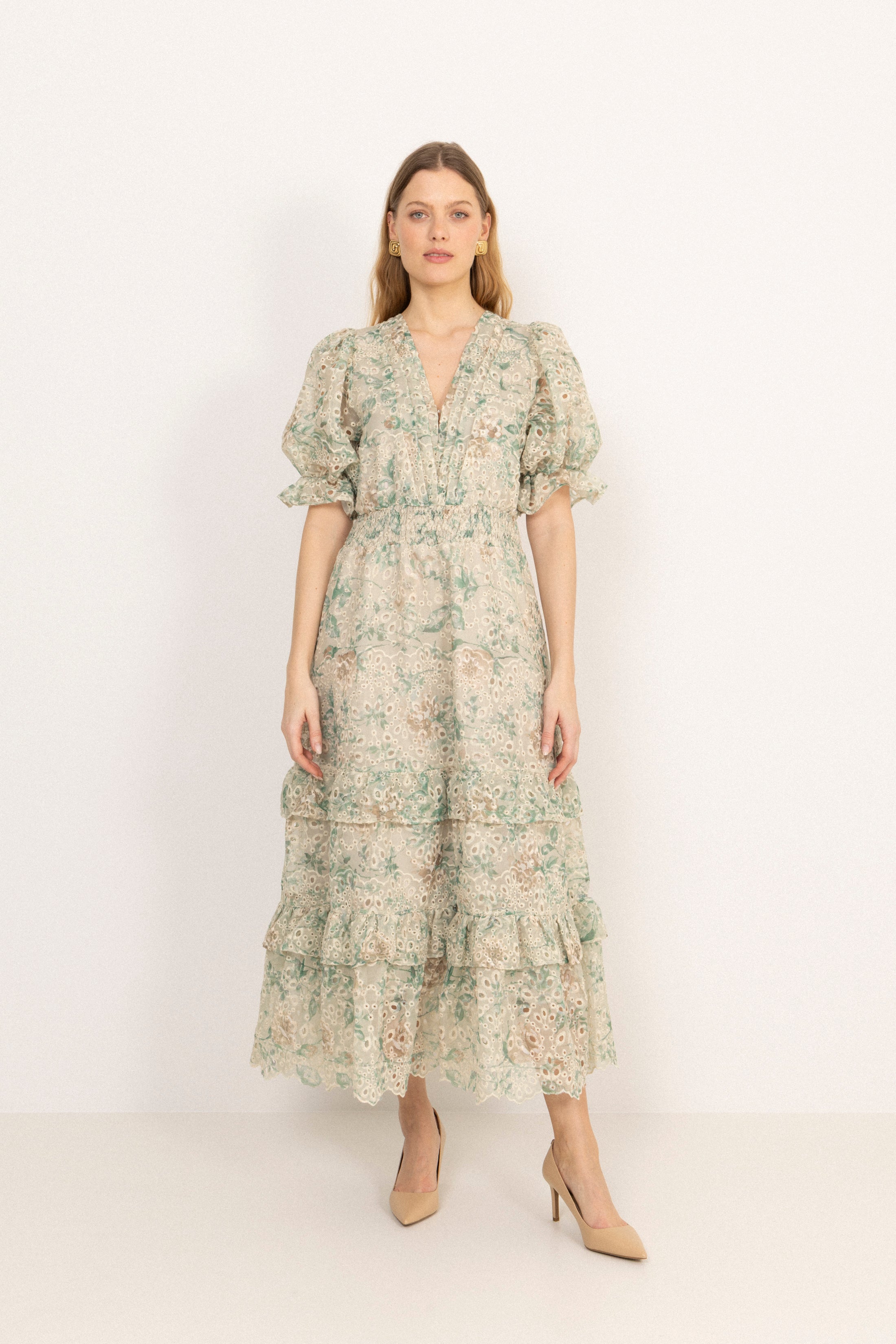 Nanni Fleur Maxi Dress - Green Flower