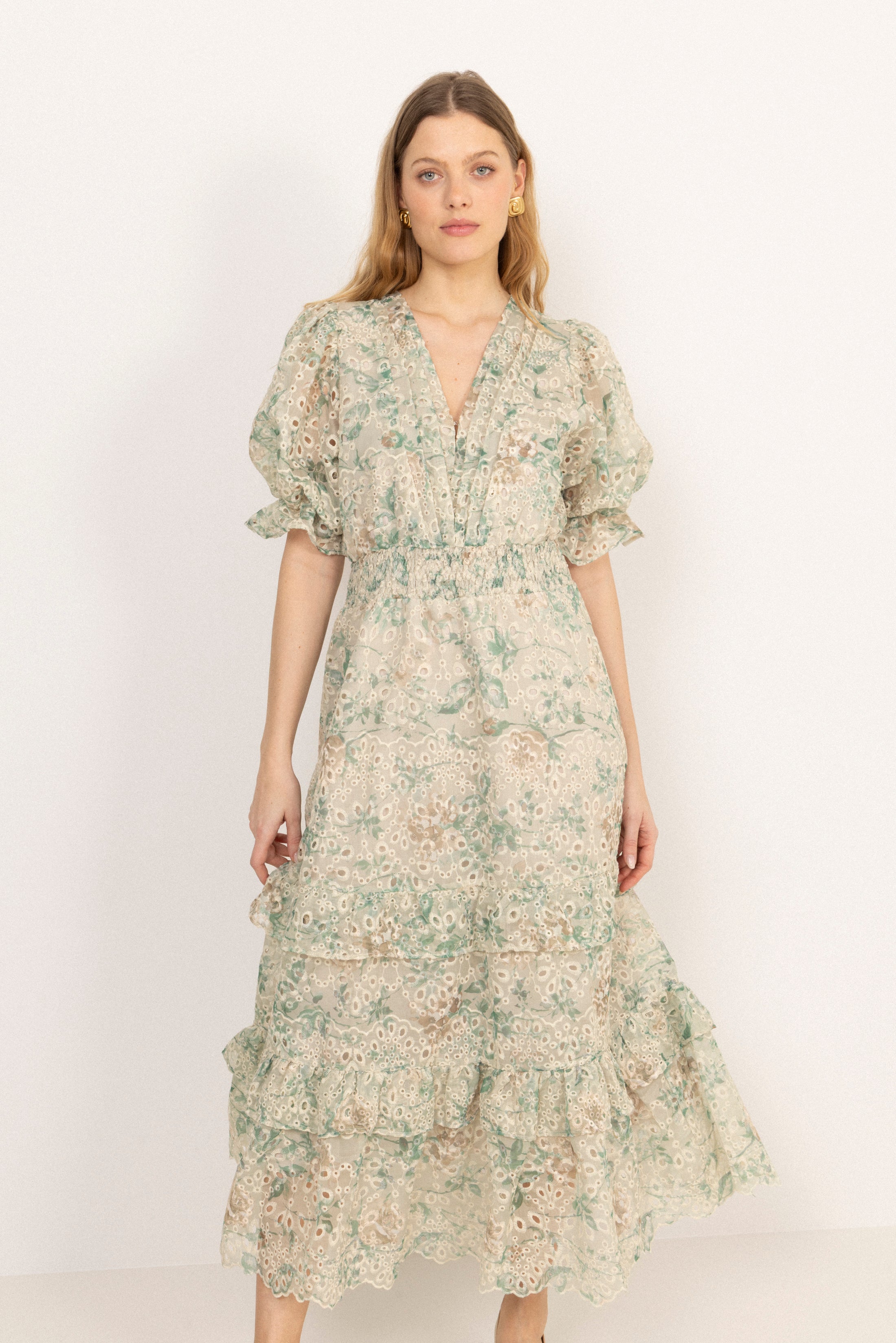 Nanni Fleur Maxi Dress - Green Flower