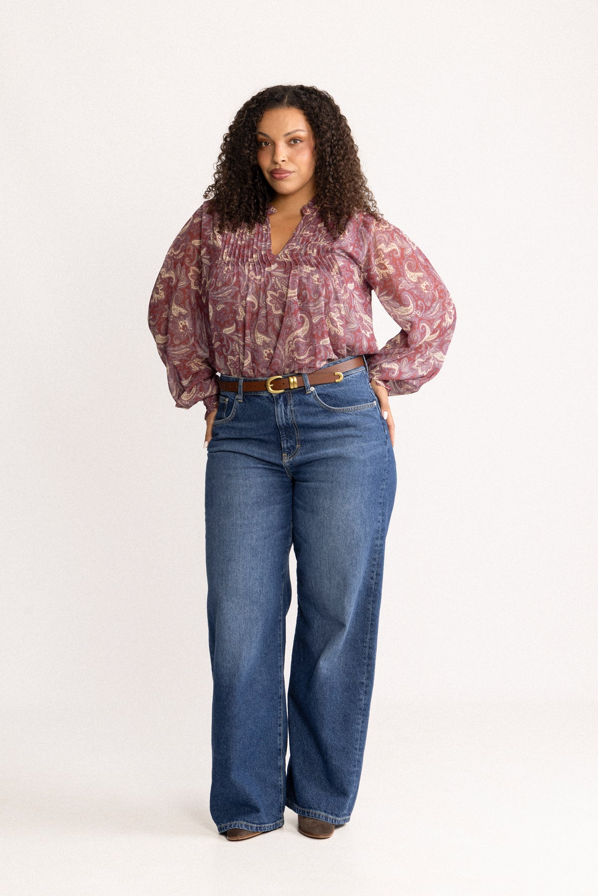 Emma Chiffon B Paisley Blouse - Wine Paisley