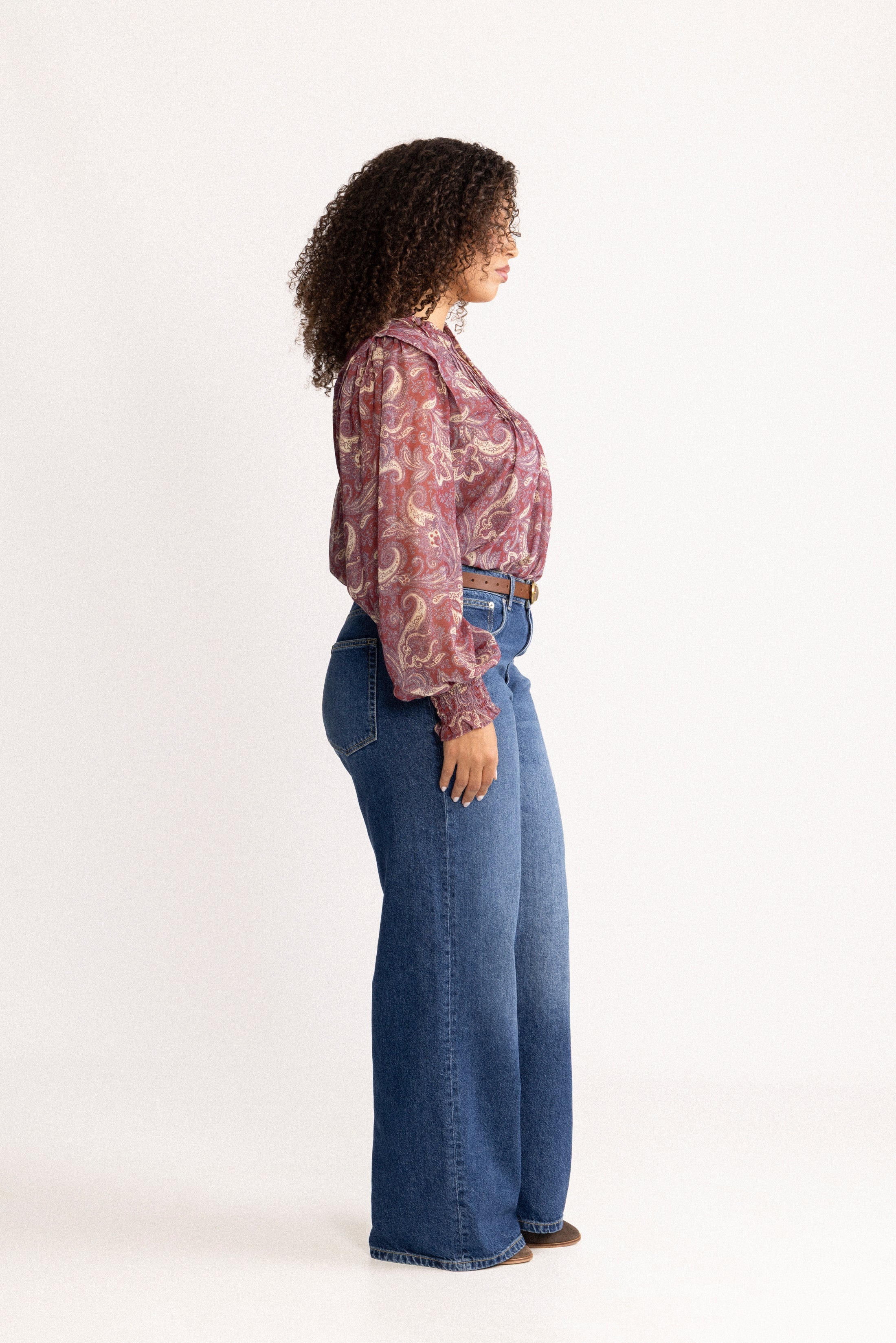 Emma Chiffon B Paisley Blouse - Wine Paisley