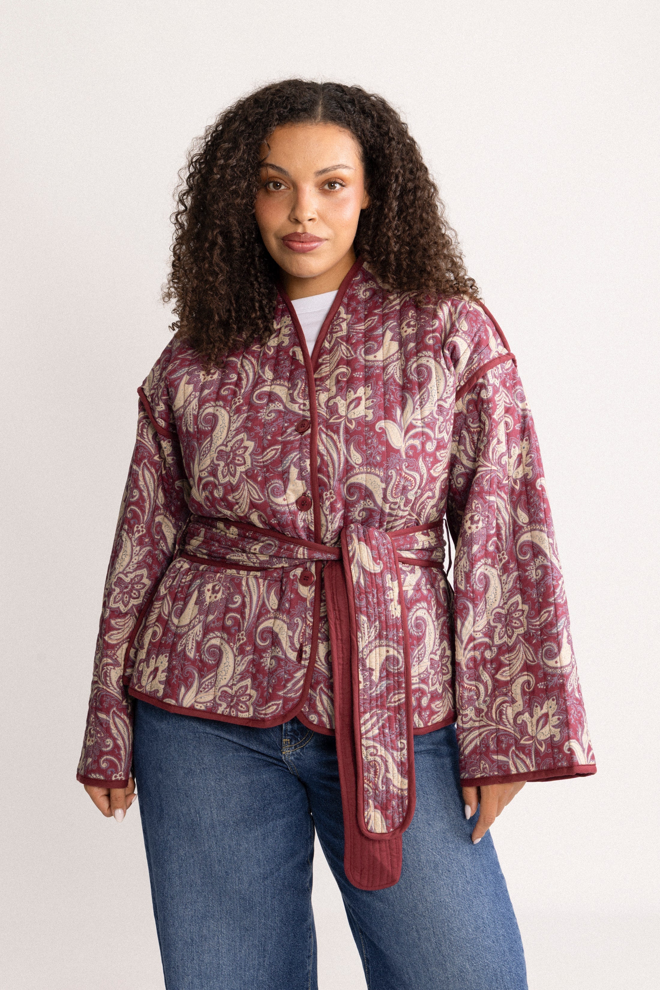 Una Quilted Jacket - Wine Paisley