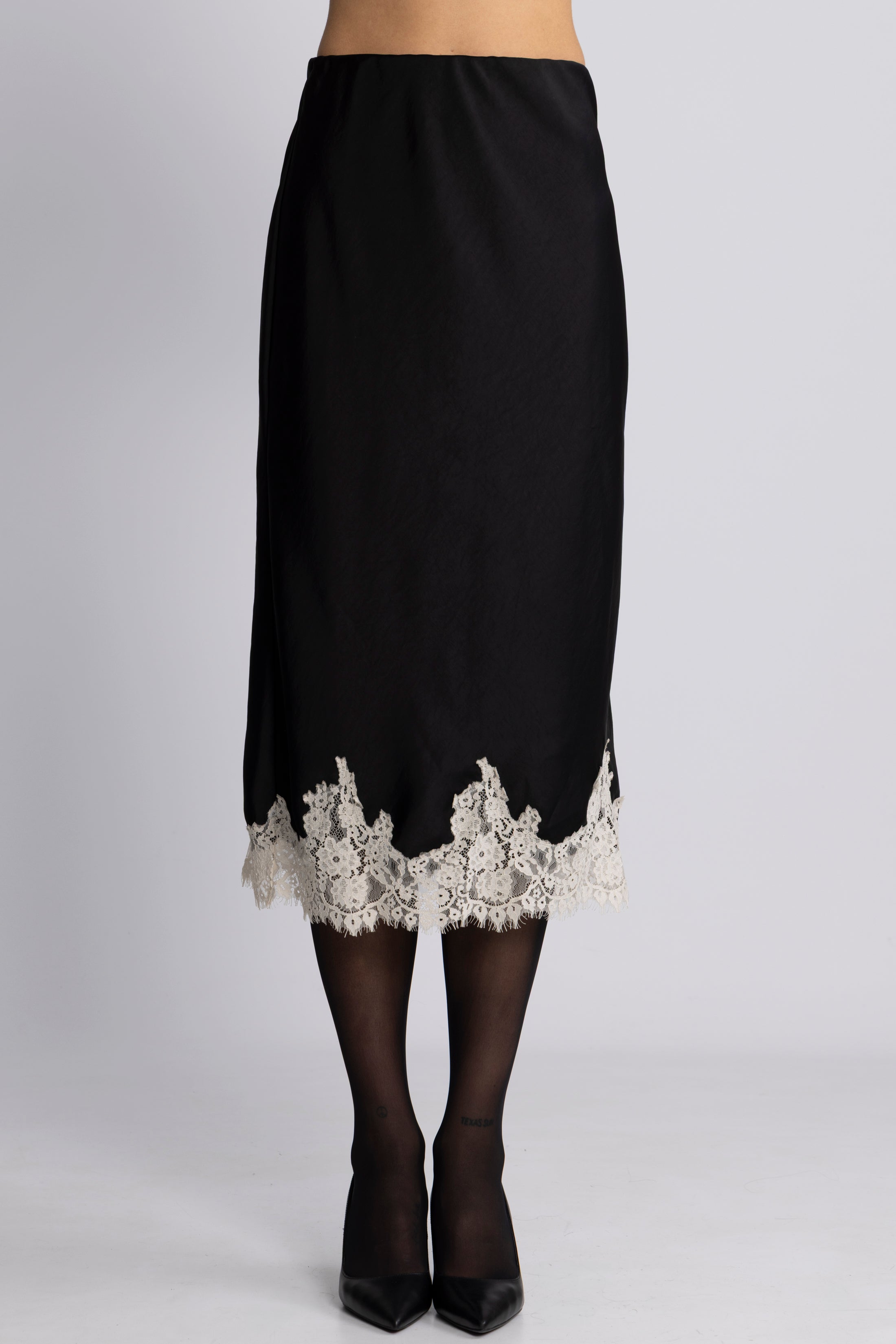 Stinalill Satin Lace Skirt - Black