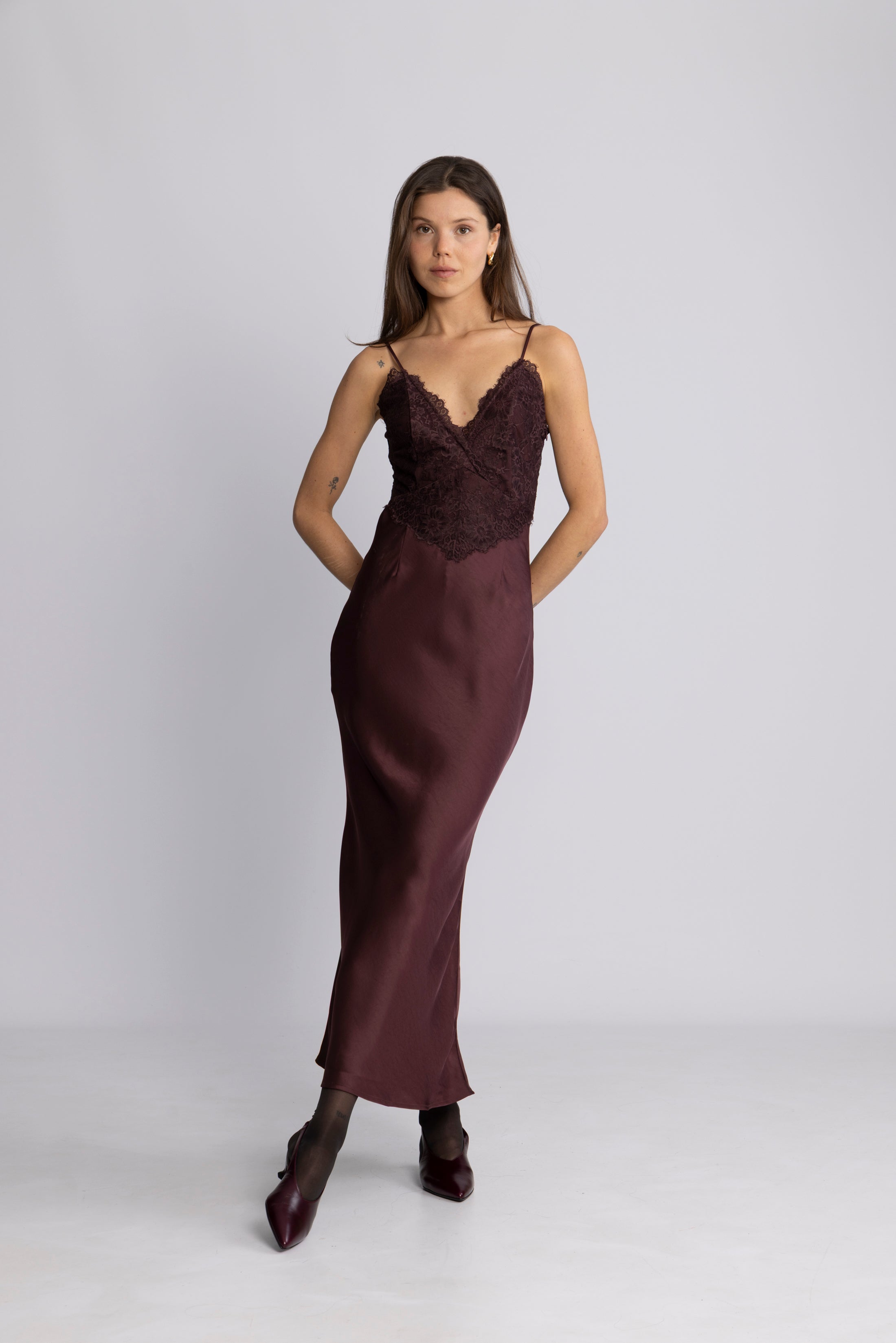 Signi Slip Satin Dress - Bordeaux