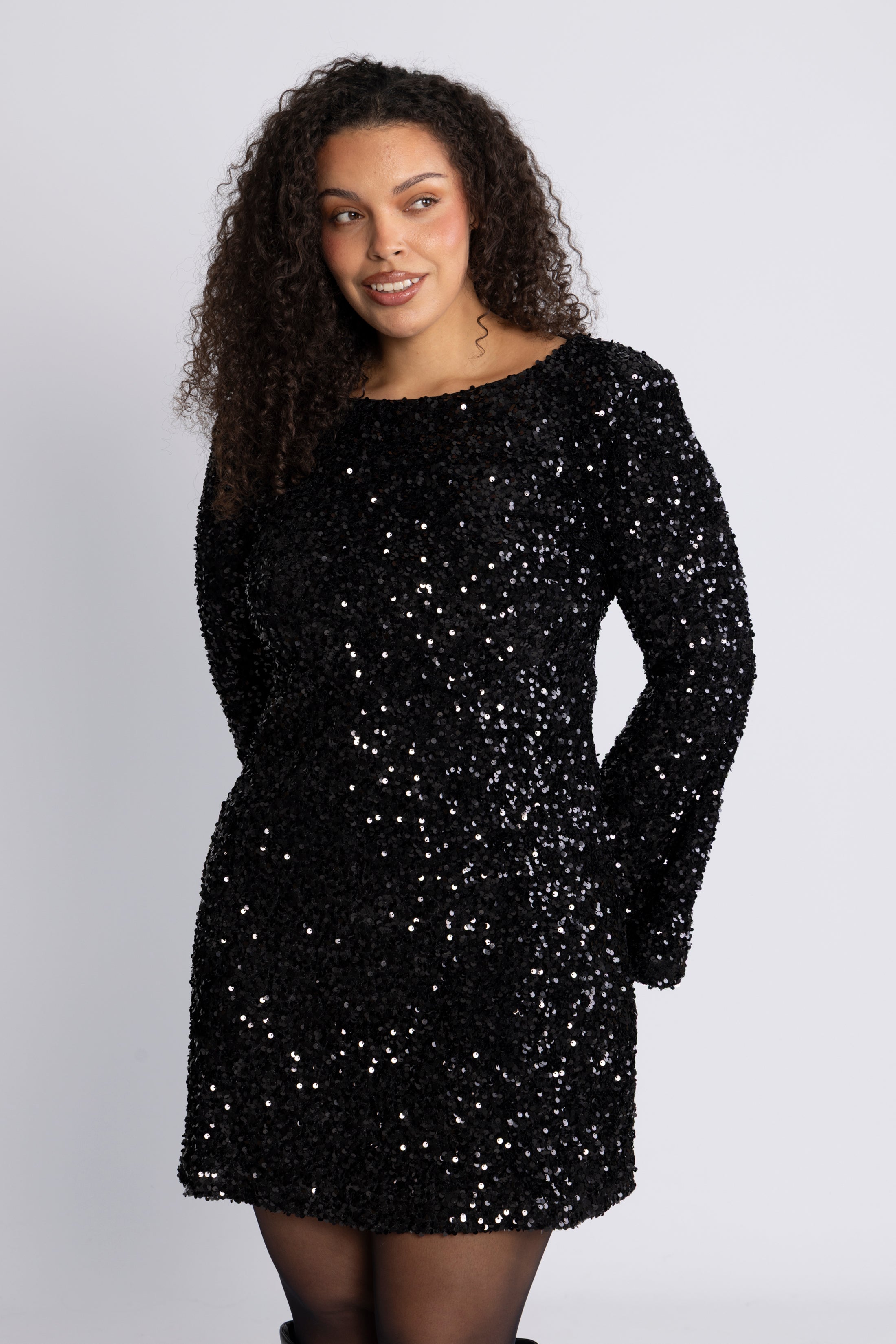 Sally Sequins Mini Dress - Black