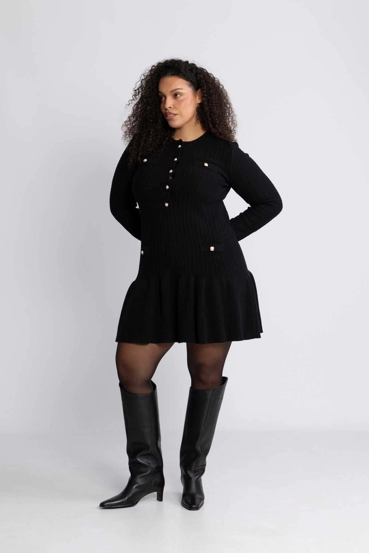 Gerda Crochet Mini Dress - Black