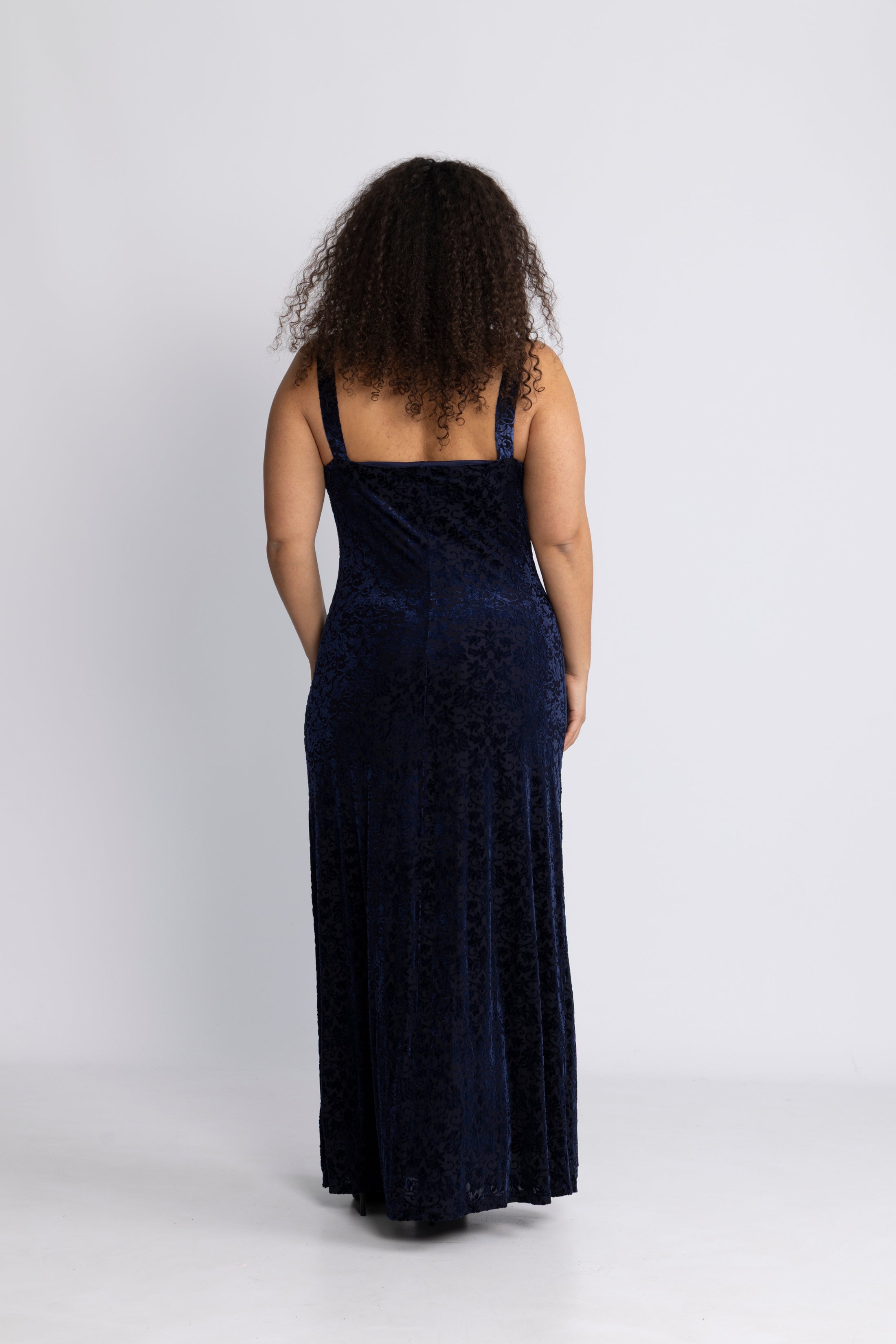 Villgun Velvet Leaf Dress - Navy