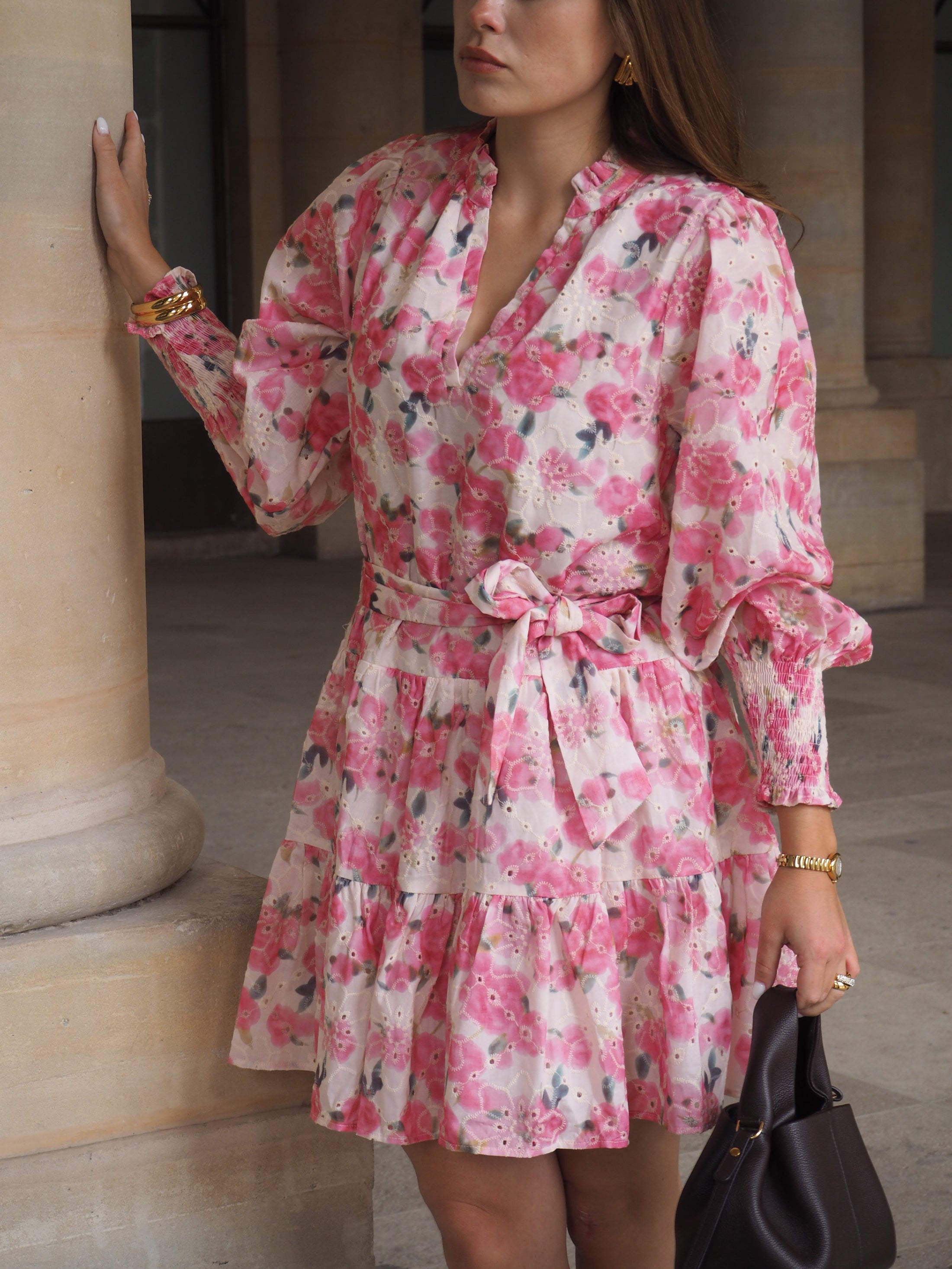 Delphine Embroidery Dress - Light Pink Floral