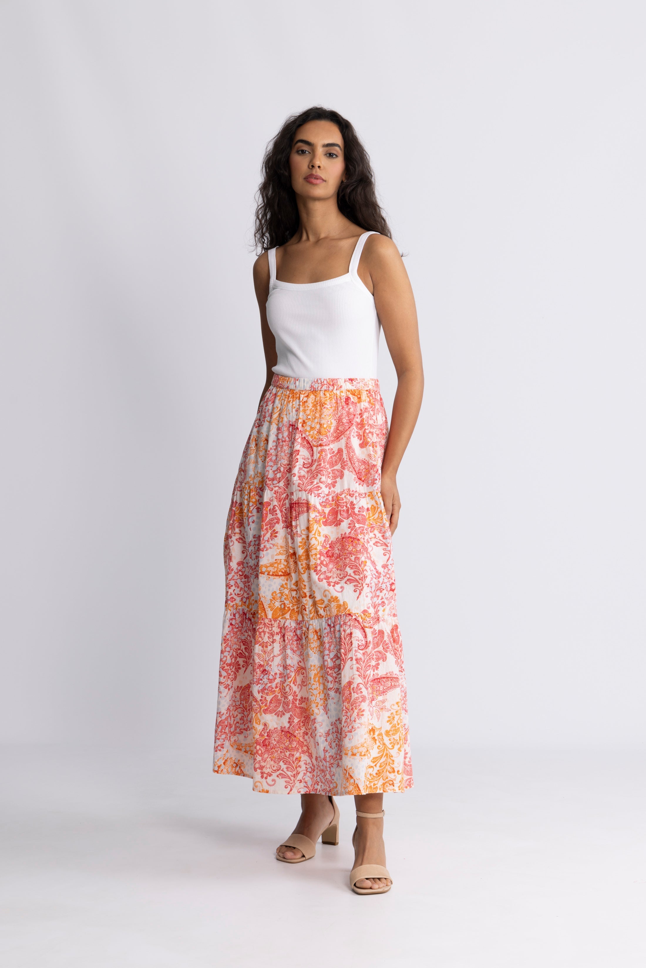 Rana Linen Skirt - Coral