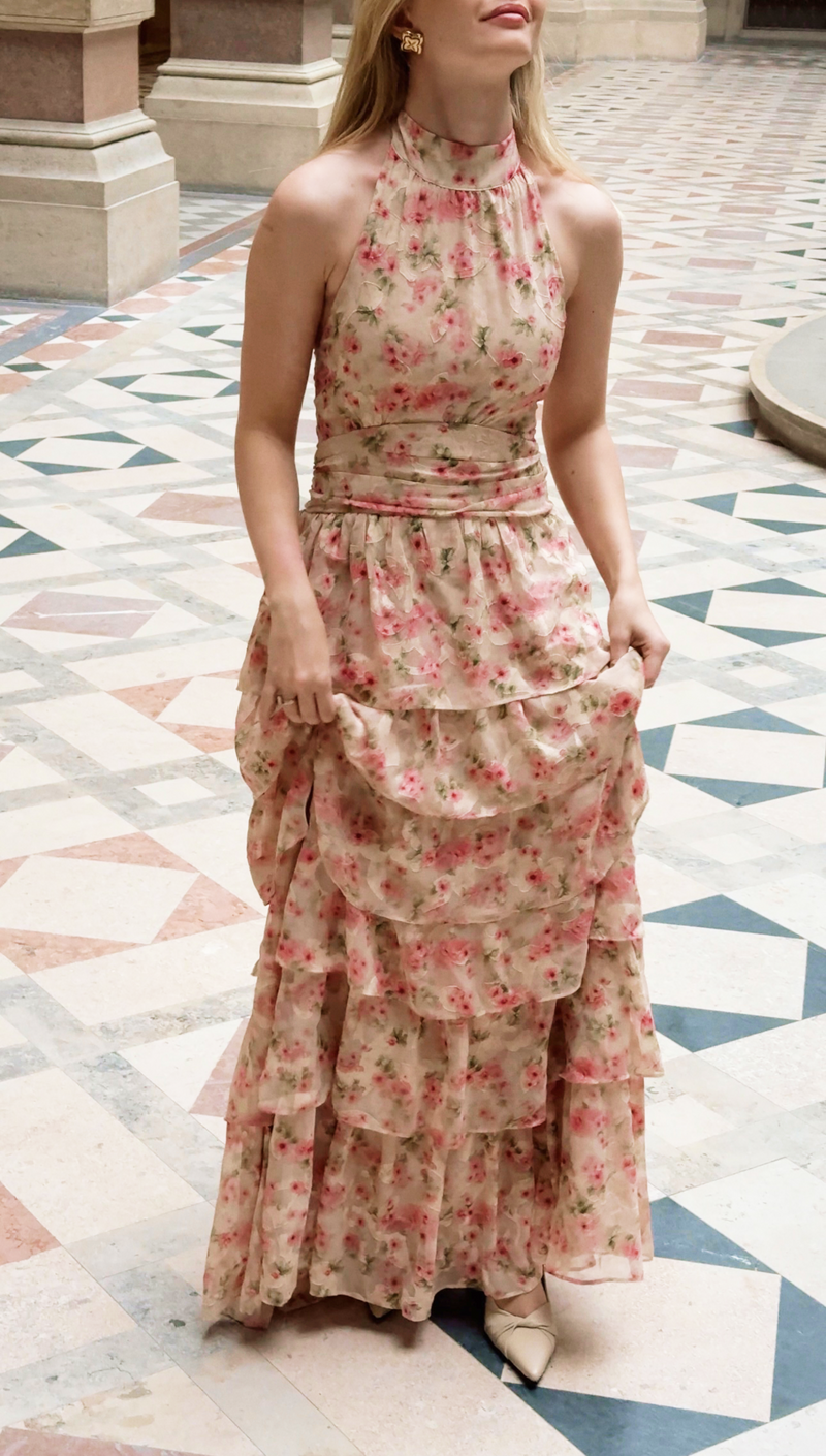 Ingalu Dreamy Floral Dress - Rose/Beige