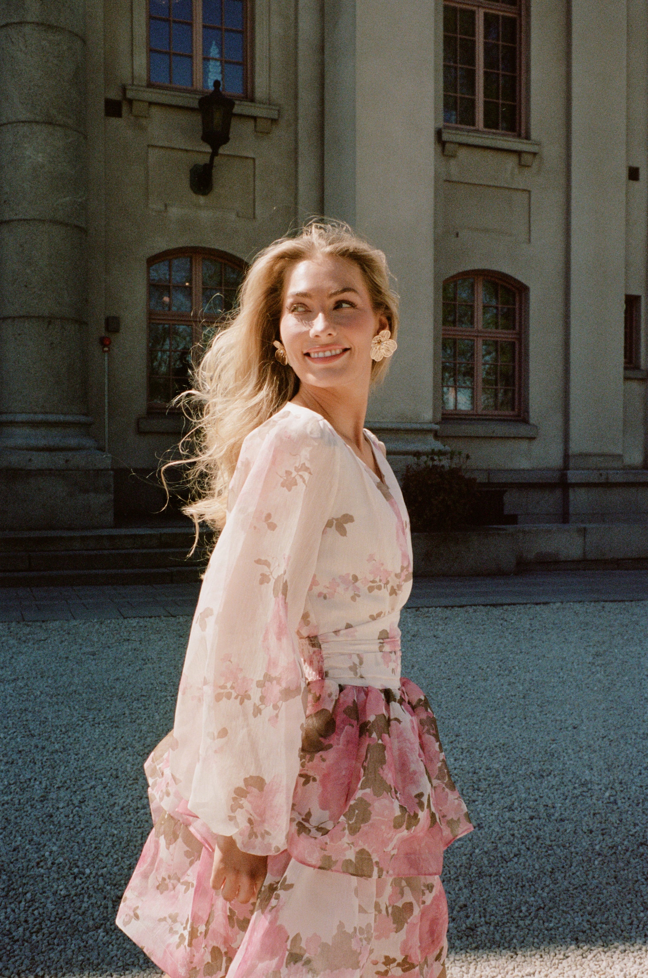 Jade Wave Rose Dress - Pink Rose
