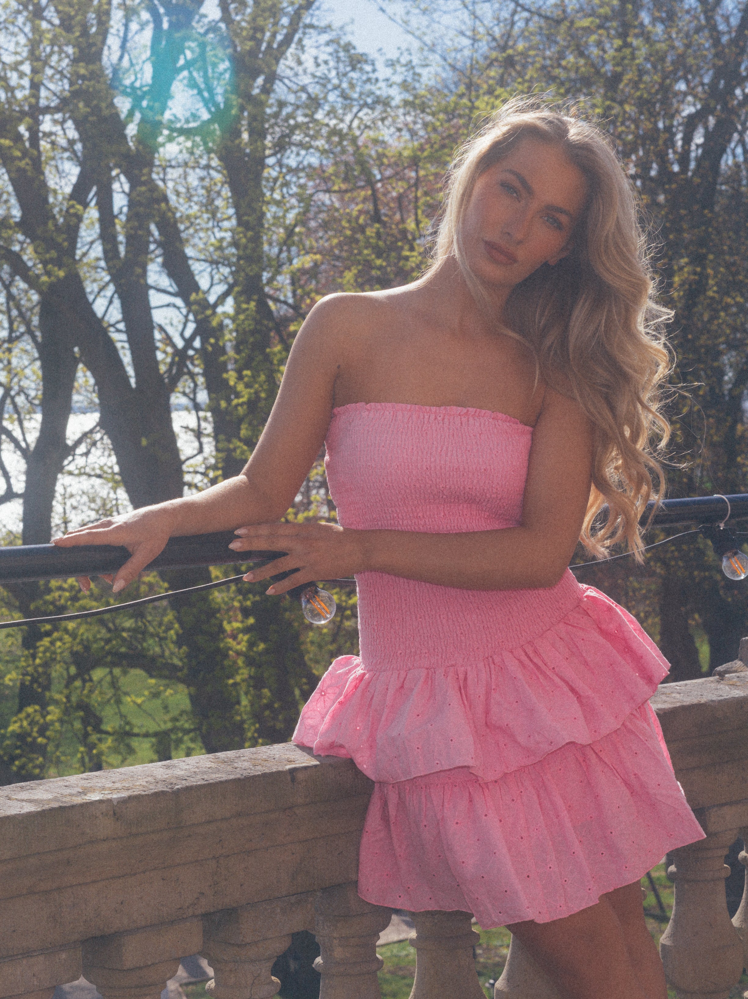 Kanutte Emb Smock Dress - Pink