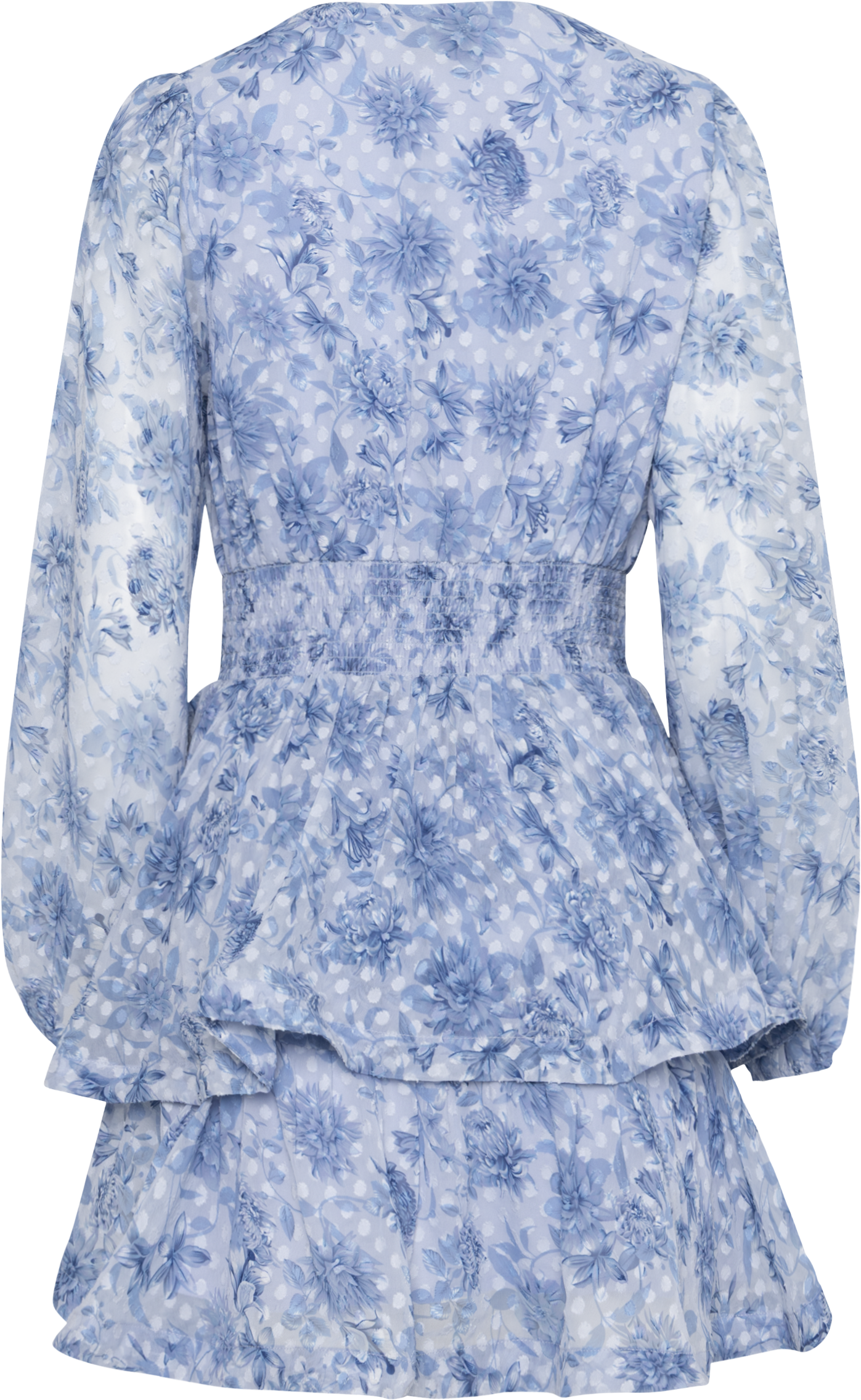 Jade Wave Chiffon Dot Dress - Blue