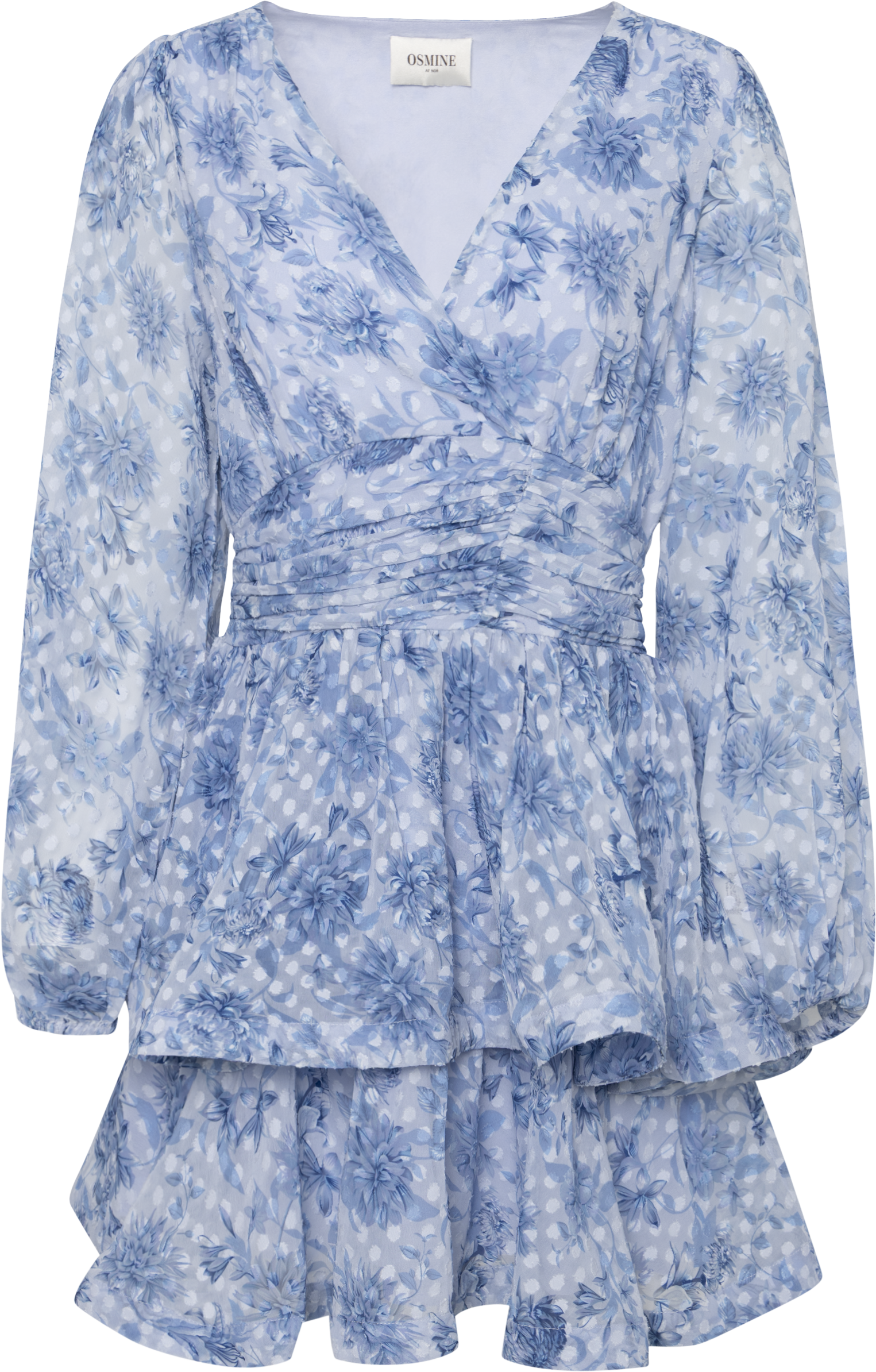 Jade Wave Chiffon Dot Dress - Blue