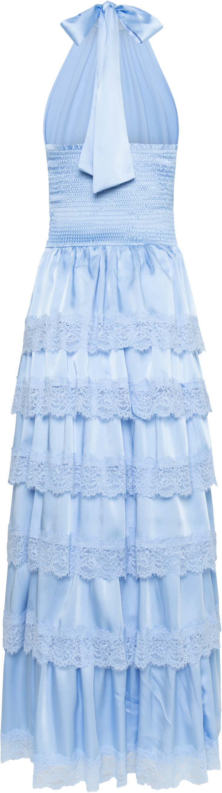 Ingalu Satin Lace Maxi Dress - Light Blue