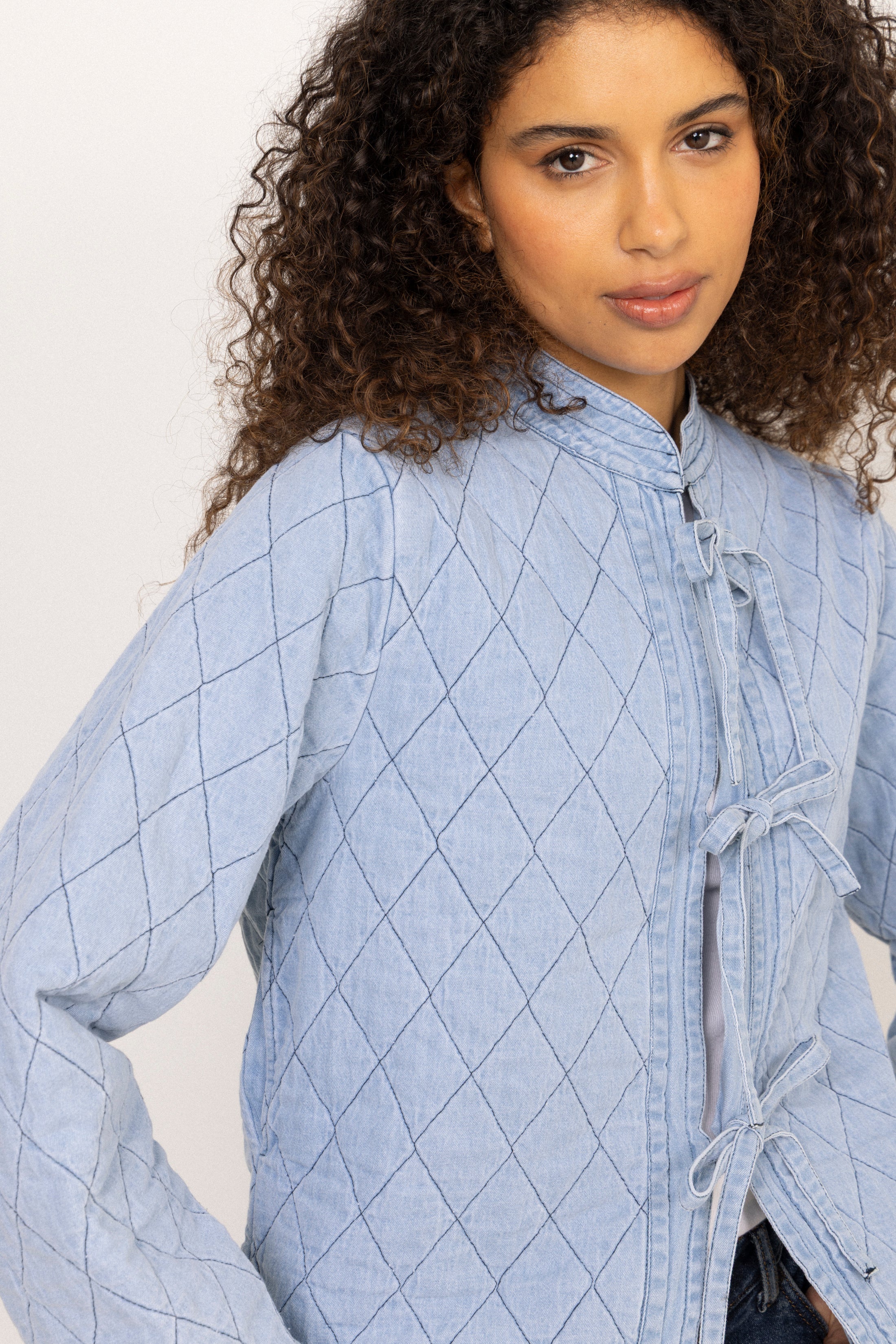 Emma Tieband Quilt Jacket - Blue
