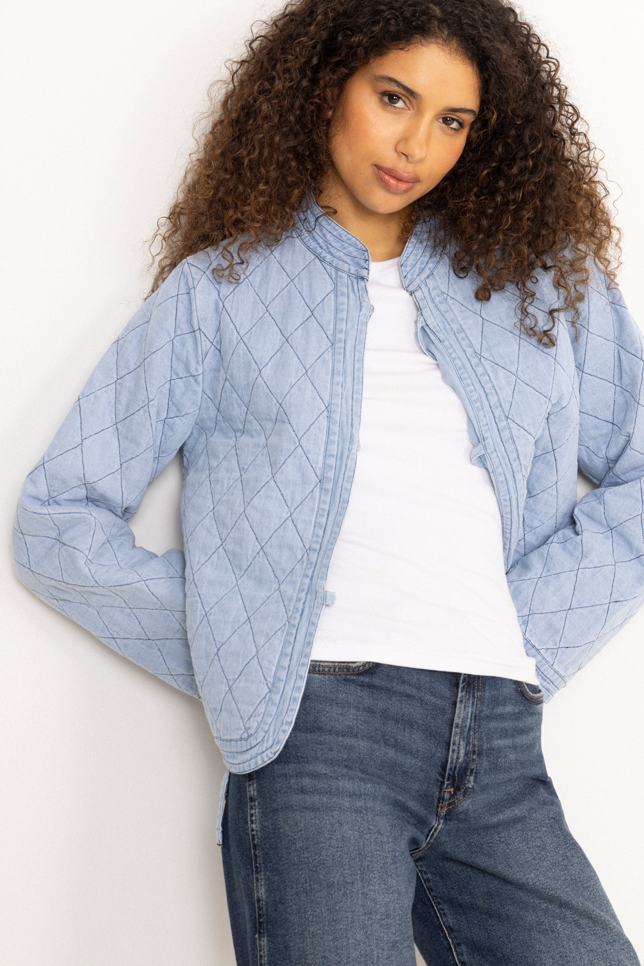 Emma Tieband Quilt Jacket - Blue